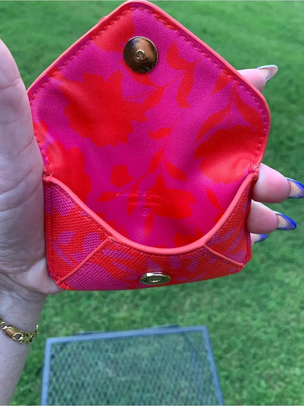 kate spade red and pink floral card case wallet